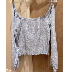 American Eagle Smocked Long Sleeve Shirt